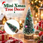 HASTHIP 2-Piece 15cm Mini Christmas Trees with Frosted Sisal, Bead Ornaments and Wood Bases