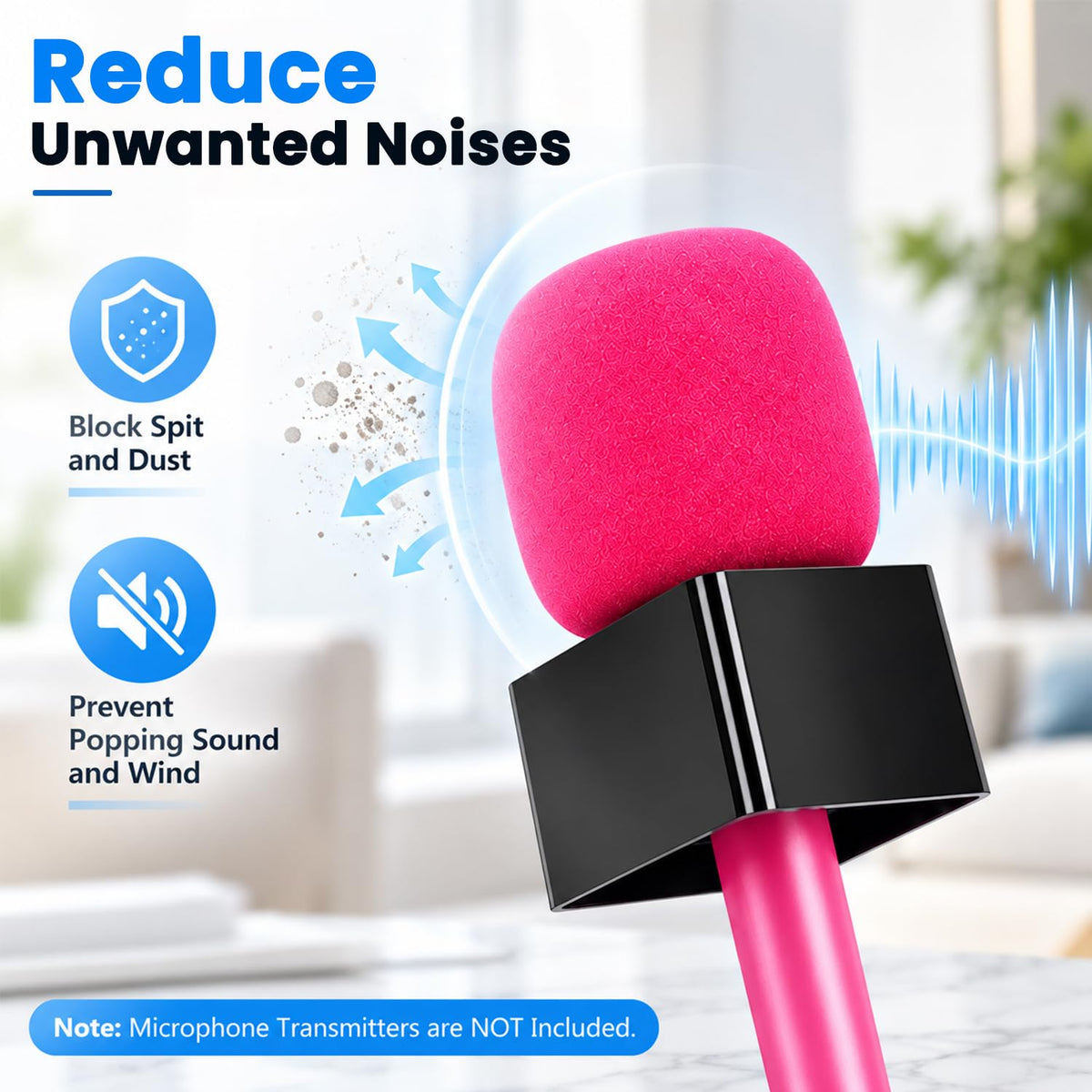 HASTHIP Handheld Microphone Adapter Kit with Cold Shoe Mount, Windscreen and Logo Flag Holder