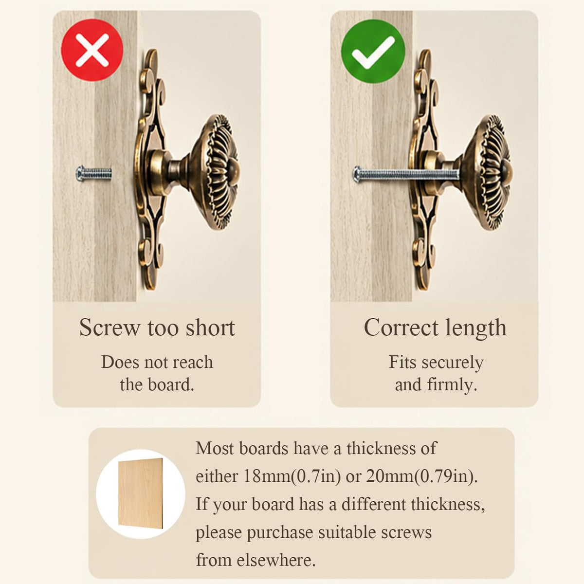 HASTHIP 2-Piece Mushroom Cabinet Knobs in Zinc Alloy with Antique Brass Backplates