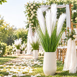 HASTHIP White Artificial Pampas Grass, 90 cm Decorative Stem with Five Fluffy Flowers for Vase Displays