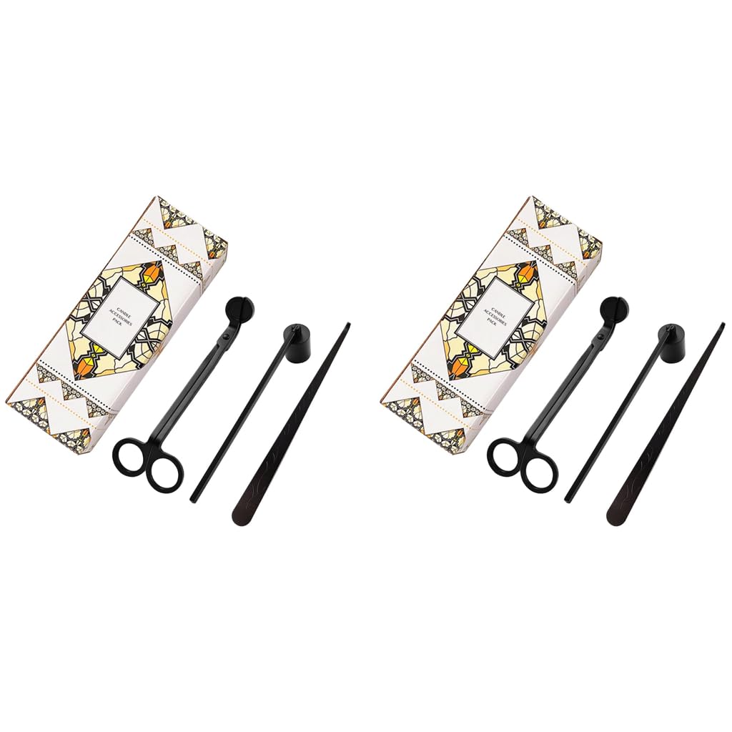 HASTHIP Candle Accessory Set with 17 cm Wick Trimmer and Curved Dipper for Scented Lovers | Stainless Steel 3 in 1 Tools