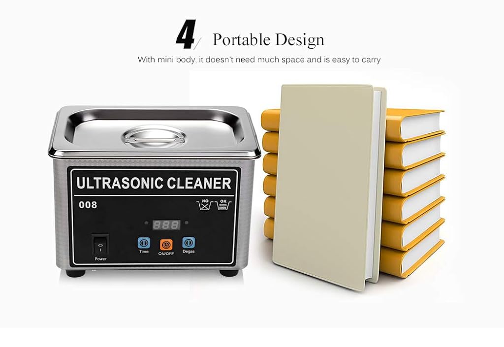 0.8L Mini Ultrasonic Cleaner Machine Digital Timer 42KHz Sonic Cleaner with Digital Timer Basket for Small Silver Metal Parts(17.5CM*11CM*12.5CM)