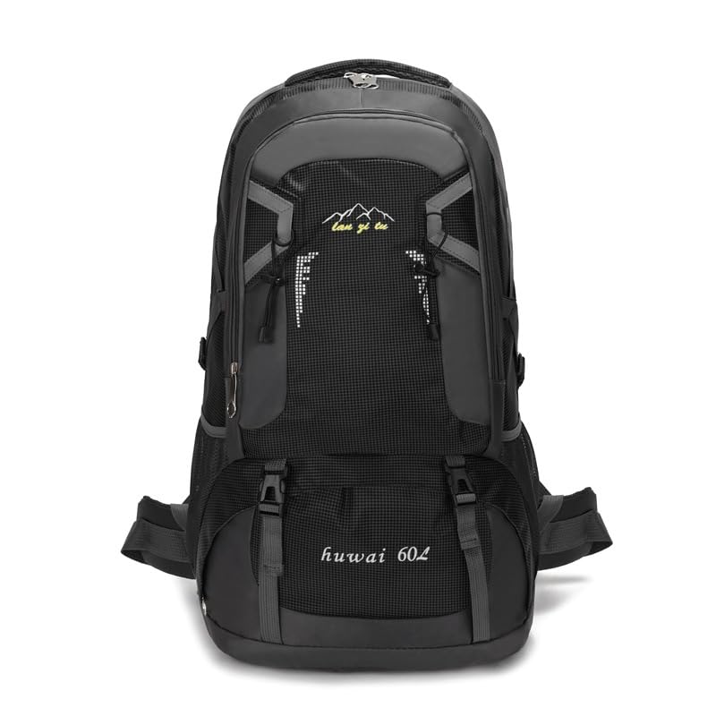 HASTHIP® Mochila de Senderismo 70L Impermeable y Ligera para Montañismo,Escalada,Viaje y Campamento - Mochila Táctica Transpirable para Hombre Mujer Plegable Duradera (Negro)