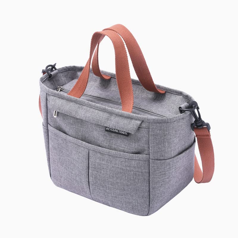 HASTHIP Lunch Bag for Work and School with Multi Pocket Design and 23x15x20cm Size | Grey Oxford Cloth Insulated Tote