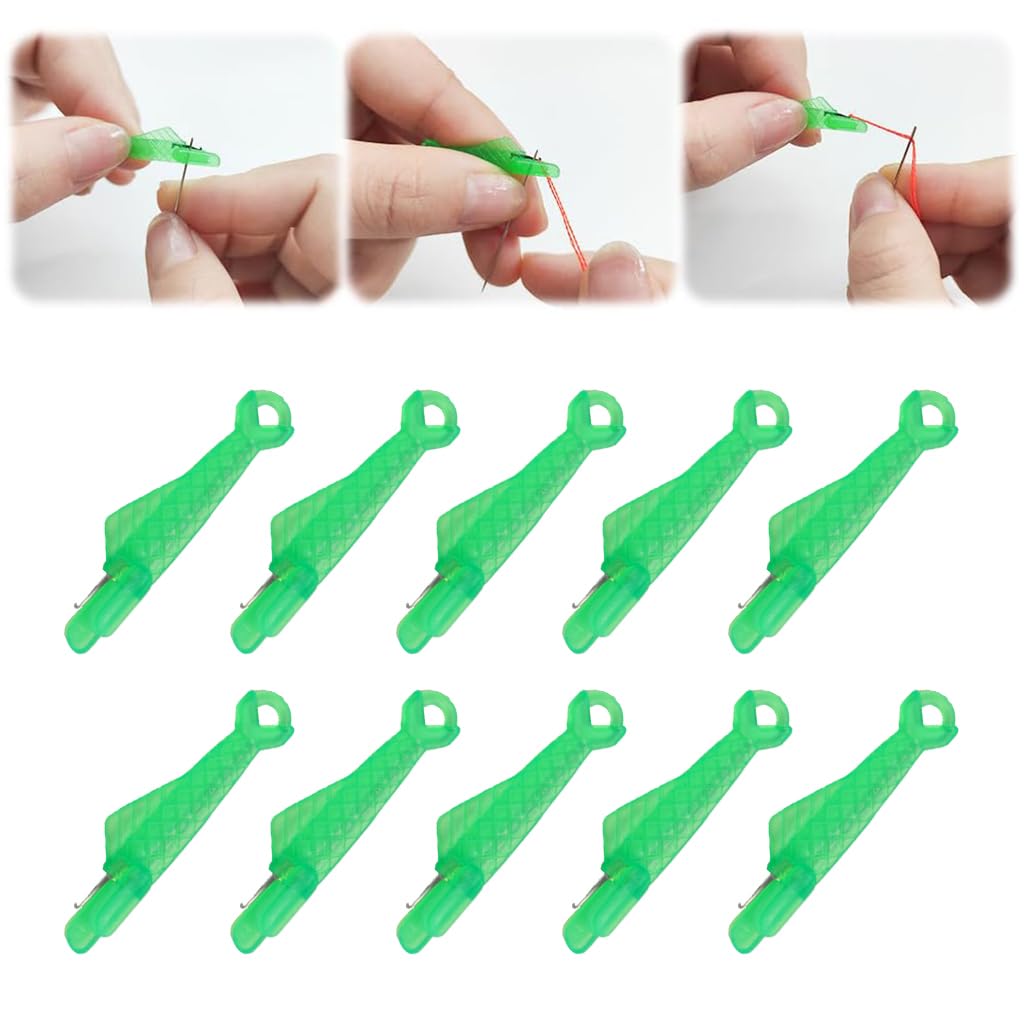 HASTHIP Sewing Machine Needle Threader Set of 10 with Automatic Loop Tool for Easy Use