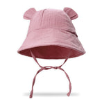 HASTHIP® Sombrero de Verano para Bebé Niño y Niña,Gorro de Sol con Ala Ancha Algodón Transpirable,Sombrero Playa y Campo para Recién Nacido e Infantil Protección Solar UV - Rosa