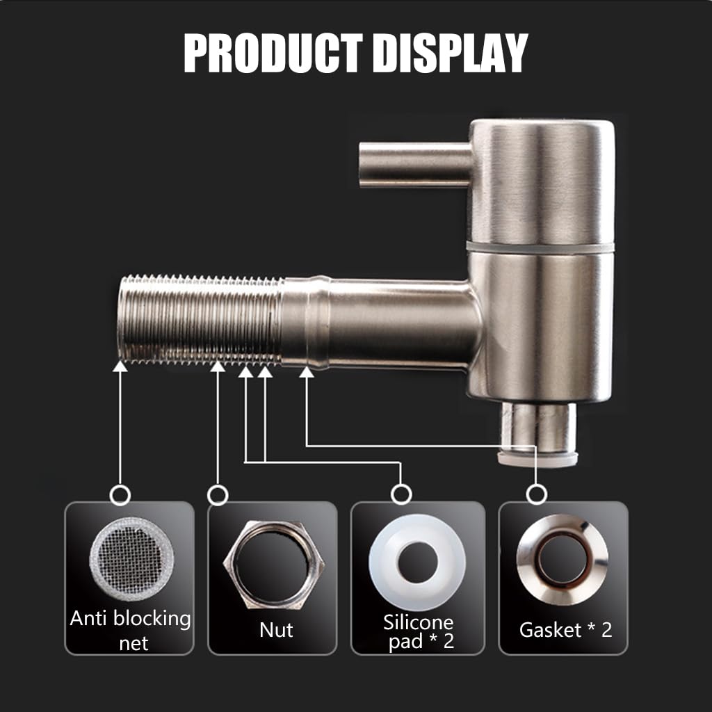 HASTHIP Replacement Spigot Faucet Tap for Beverage Dispensers with 16mm Lever Spout | 304 Stainless Steel 3pcs Set