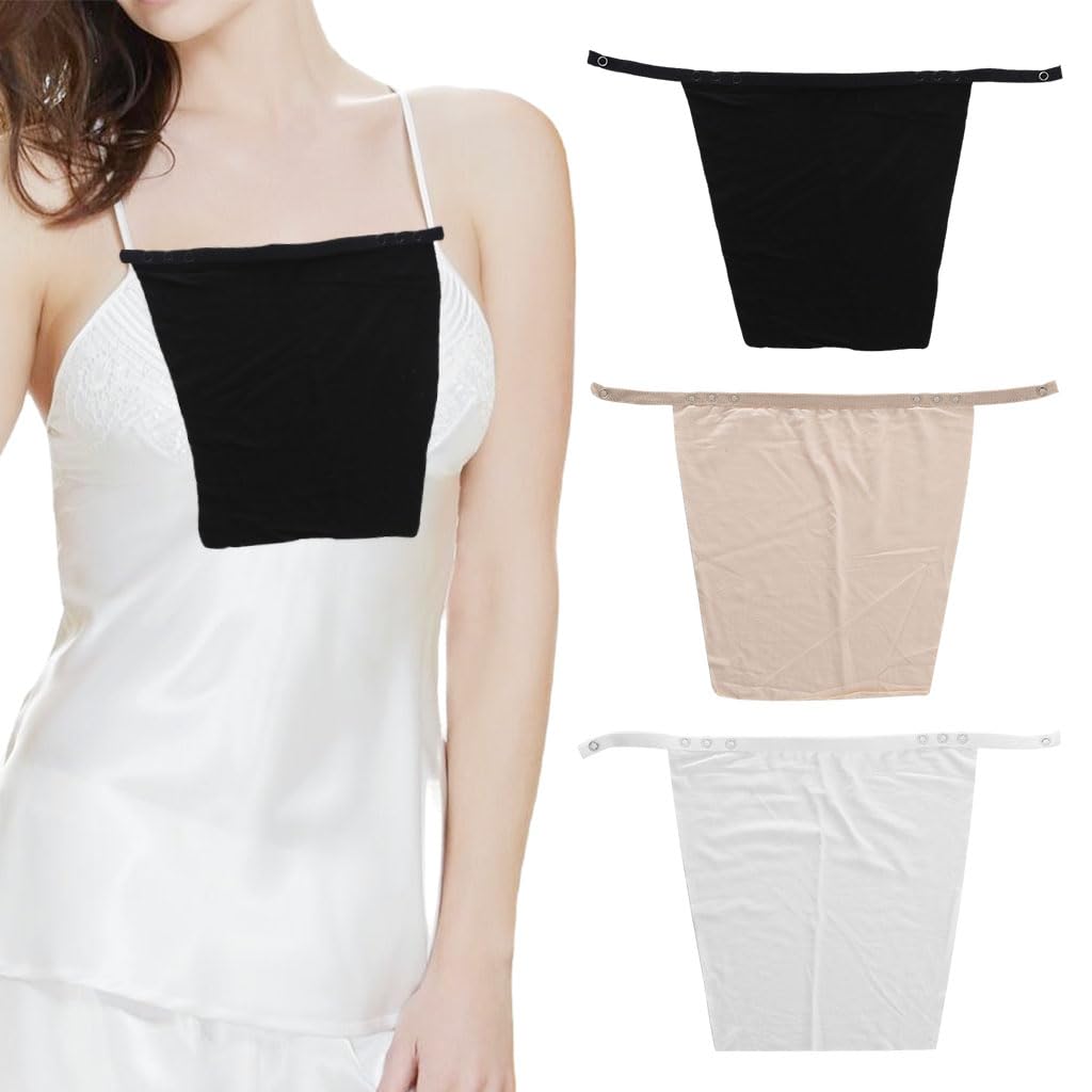 HASTHIP® SANNIDHI 3Pcs Clip On Camisole para Mujer, Cubre Escote Interior sin Encaje, Inserciones elásticas para Tops y Vestidos de Escote Profundo