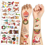 HASTHIP® 10 Hojas Tatuajes Temporales de Navidad Multicolor para Hombres Mujeres Niños,Pegatinas Corporales de Fiesta,Maquillaje Carnaval y Decoración con Tema Astronauta Navideño