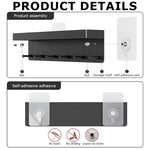 HASTHIP Wall Hook Rack for Entry and Kitchen with 6 Hooks and 9.65×2.28×1.7 in Shelf | Matt Black Stainless Steel