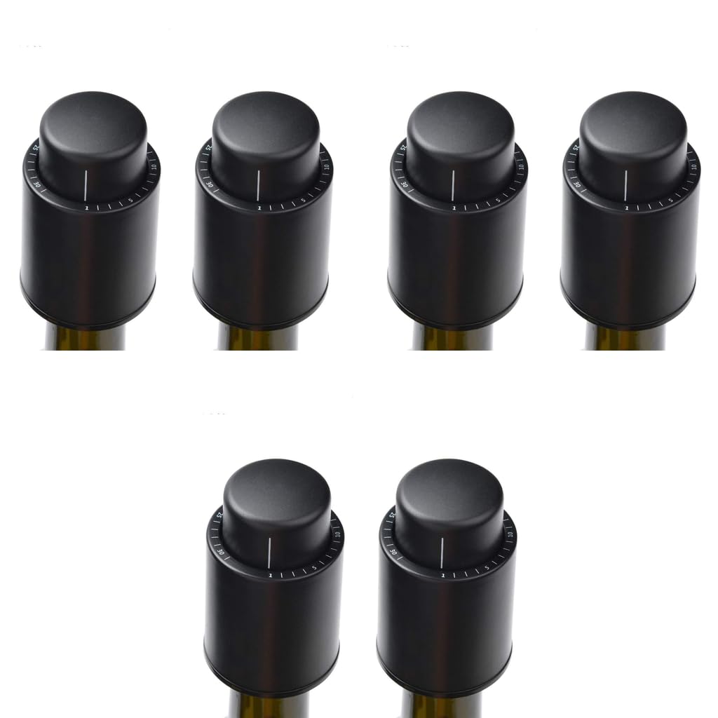 HASTHIP Vacuum Wine Bottle Stopper Set for Fresh Wine with Date Record | 6PCS Reusable Saver