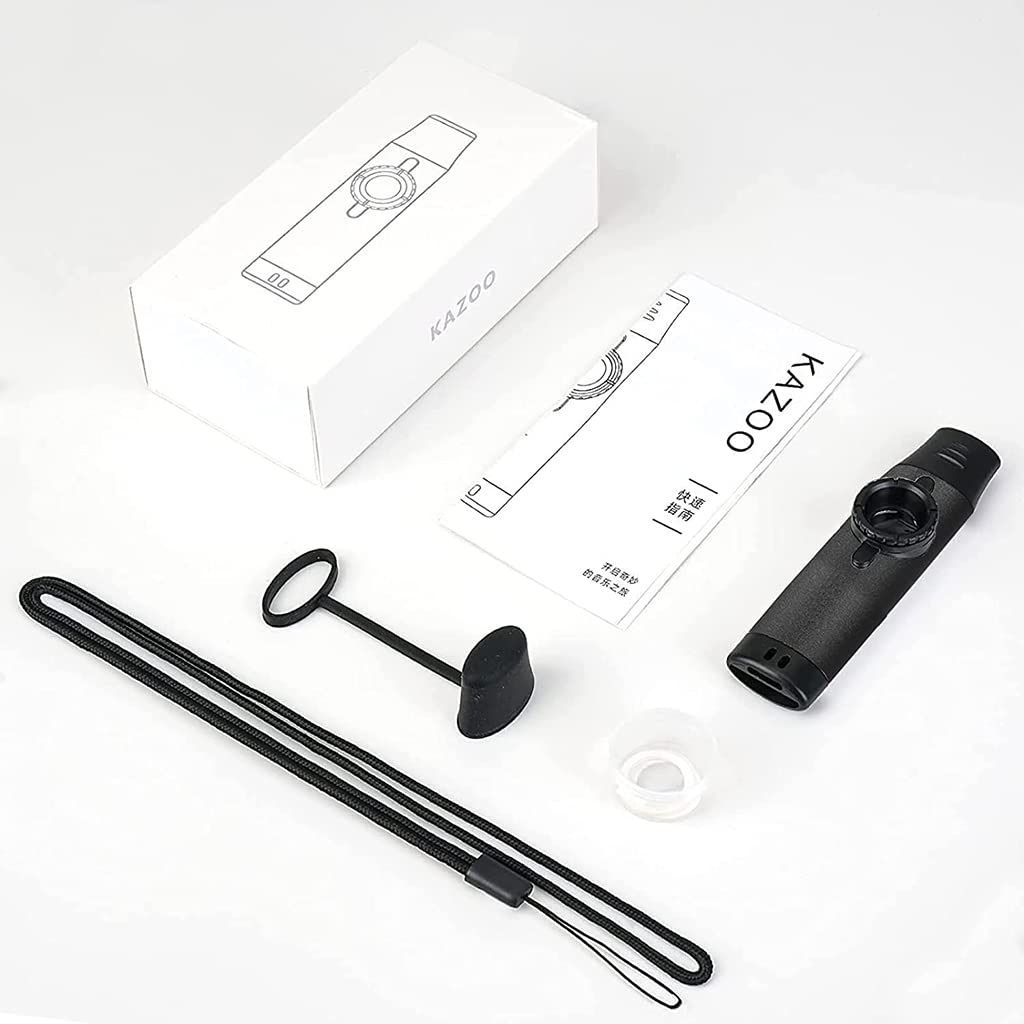 HASTHIP Kazoo Musical Instrument for Kids and Adults with 5 Membranes and Aluminum Alloy Body | Black