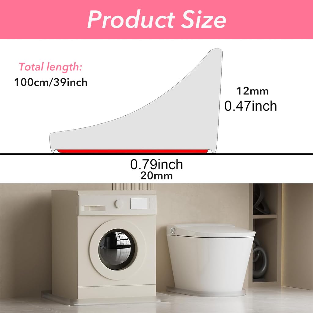 HASTHIP Shower Threshold Water Dam for Bathroom and Kitchen | 39 in Self-Adhesive Flexible Silicone Guard 3 PCS