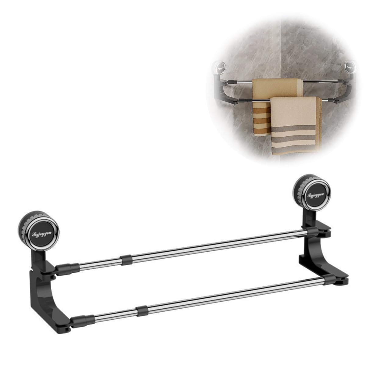 HASTHIP Retractable Towel Rack for Bathroom and Kitchen with 30–70cm Adjustable Length | Stainless Steel Double Layer Suction Organizer