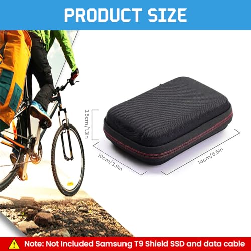 HASTHIP® Hard Carrying Case for Samsung T9 Portable Solid State Drives 1TB 2TB 4TB Storage Case for Solid State Drive EVA Waterproof SSD Travel Bag Accessory Bag with Handstrap, No SSD Included, Black