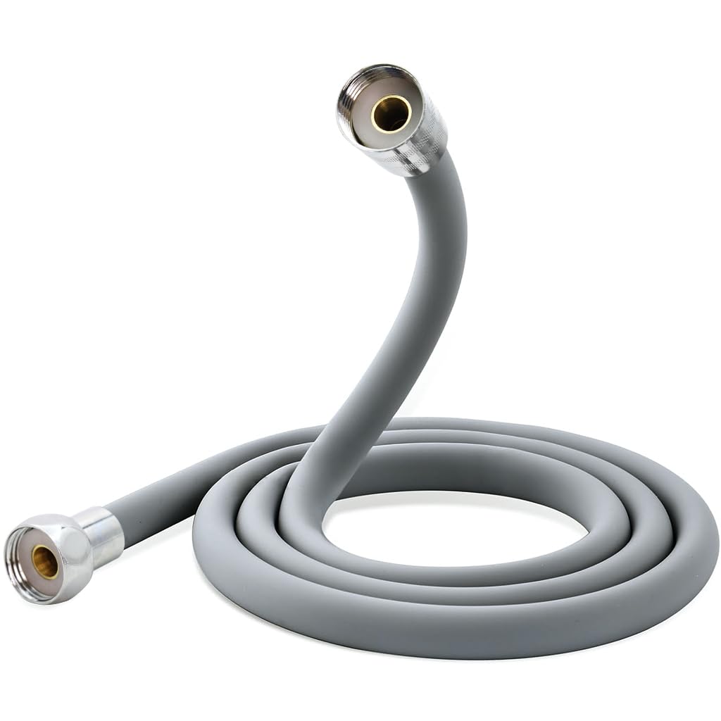 HASTHIP Shower Hose Pipe for Bathroom Upgrades with Copper Connectors and 1.5 m Flexible Silicone Tube | Grey Replacement