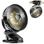 HASTHIP® Rechargeable USB Clip Fan with Night Light, 360° Adjustment 2000mAh High Speed Table Fan for Home, Office, Camping, 5-speed adjustments