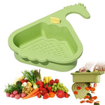 HASTHIP® Sink Corner Rack, 2025 Upgraded Automatic Dumping 3 in 1 Corner Kitchen Sink Drain Strainer, Sink Caddy Organizer Food Waste Catcher Sponge Holder Drain Basket (Green)-Green