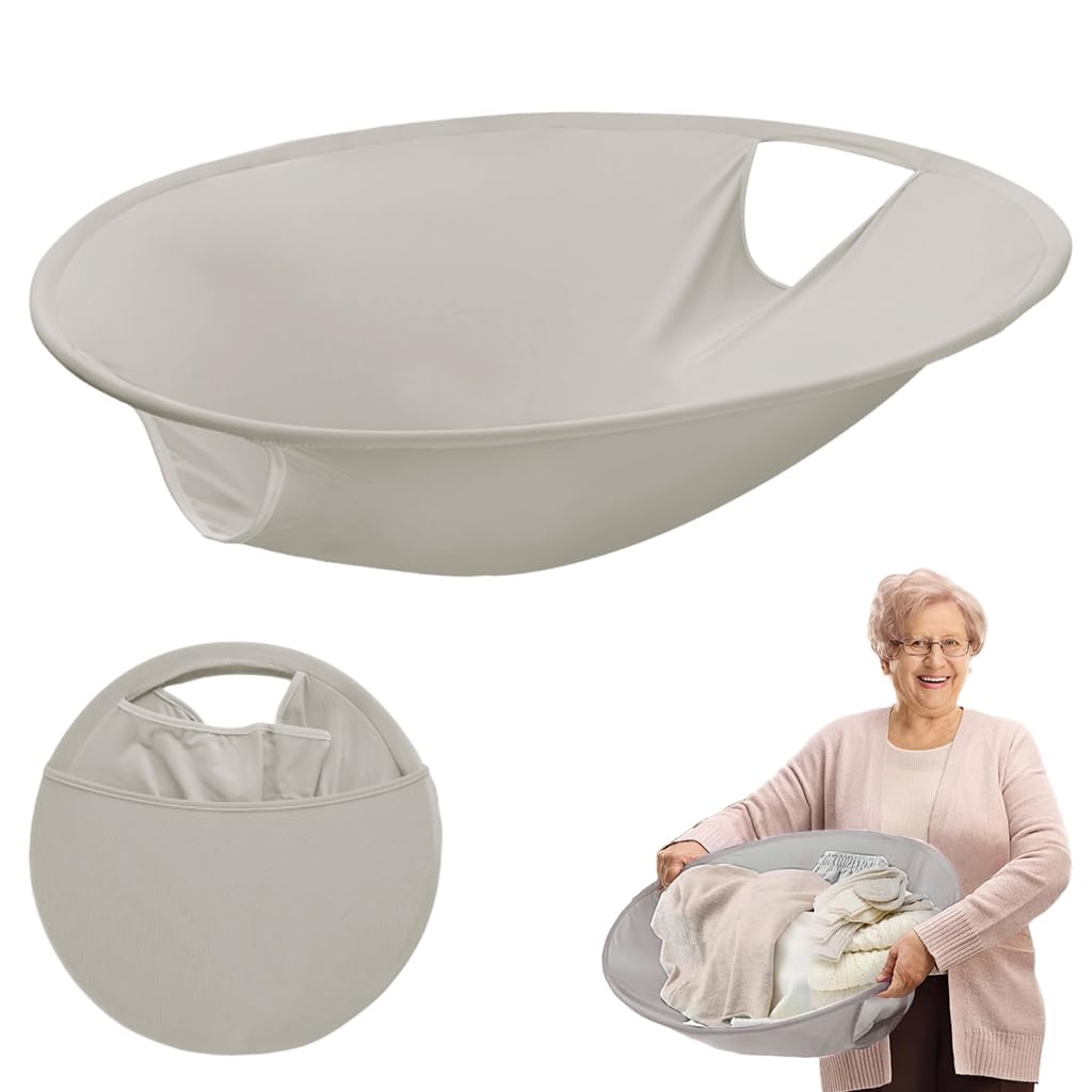 HASTHIP Pop Up Collapsible Laundry Hamper for Clothes with Stand Up Design and Grip Handles | 26 in Round Folding Organizer