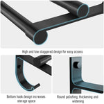 15.7 Inch Aluminum Bathroom Towel Rack Towel Rod Towel Hanger Towel Bar Bath Accessories, Double-Pole Towel Stand with Hooks, Rustproof Towel Storage Wall Mount for Bathroom Lavatory (Black)