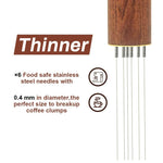 HASTHIP® Espresso Coffee Stirrer Pin Tamper for Espresso Coffee Making 6 Needles Ground Coffee Stirrer 0.4mm Fine Pin TamperNatural Wooden Handle Pin Coffee Tamper