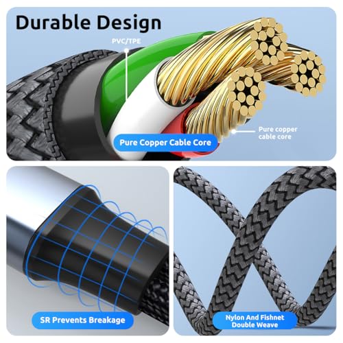 HASTHIP® BrandName USB C to 3.5mm Audio Adapter,Type C to Aux Headphone Jack Dongle,HiFi DAC Nylon Braided USB-C 3.5mm Audio Cable Compatible with iPhone 16 Samsung Galaxy S23/S22/S21 Ultra iPad Pro