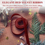 HASTHIP® Red Velvet Ribbon 10 Yards Continuous Red Velvet Ribbon for Christmas Tree Decoration Gift Wrapping Holiday Crafts Wreaths Supplies Velvet Ribbons Gift Bow Making DIY Seasonal Decoration