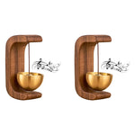 HASTHIP Wooden Door Chime for Home and Shopkeepers with Beech Base Brass Bell 5x7.5cm 2PCS