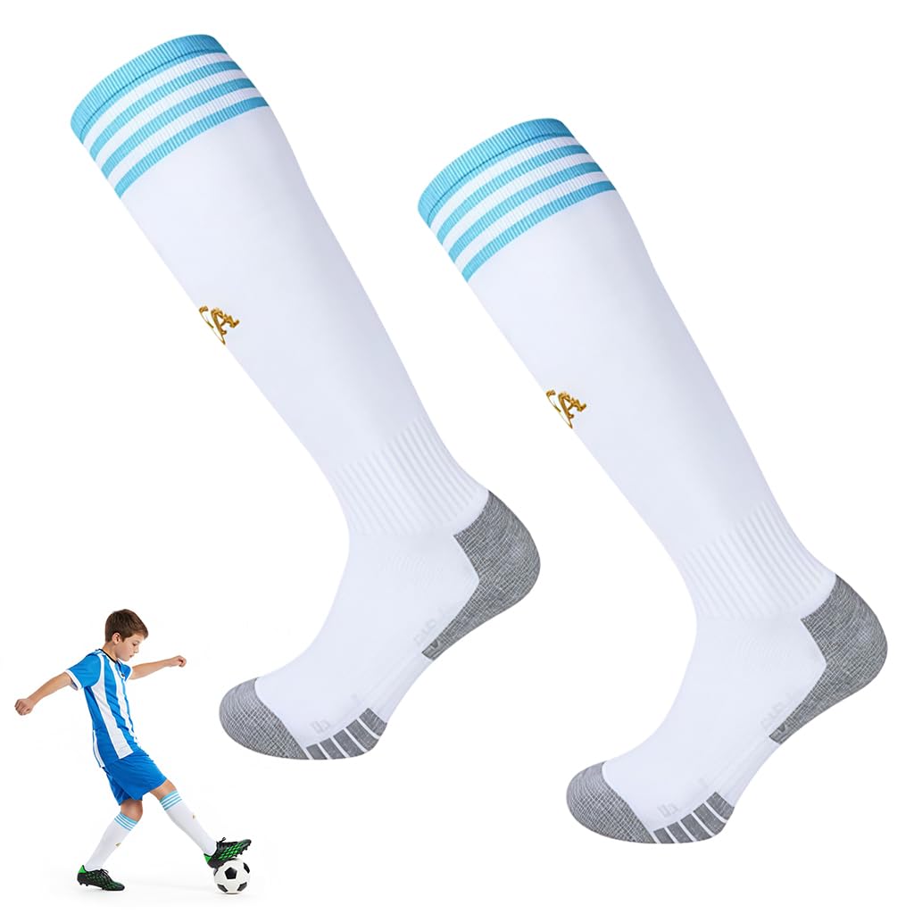 HASTHIP® Calcetines de Compresión Deportiva de Fútbol, Edición Especial Argentina, Calcetines de Fútbol de Alta Elasticidad y Absorción, Calcetines Atléticos hasta la Pantorrilla, Talla M