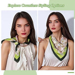 HASTHIP® Pañuelo Grande Cuadrado Mujer 90x90cm, Estampado Vintage Elegante, Bufanda de Pelo Seda Suave, Bandana Ligera Versátil Accesorio de Moda Verde