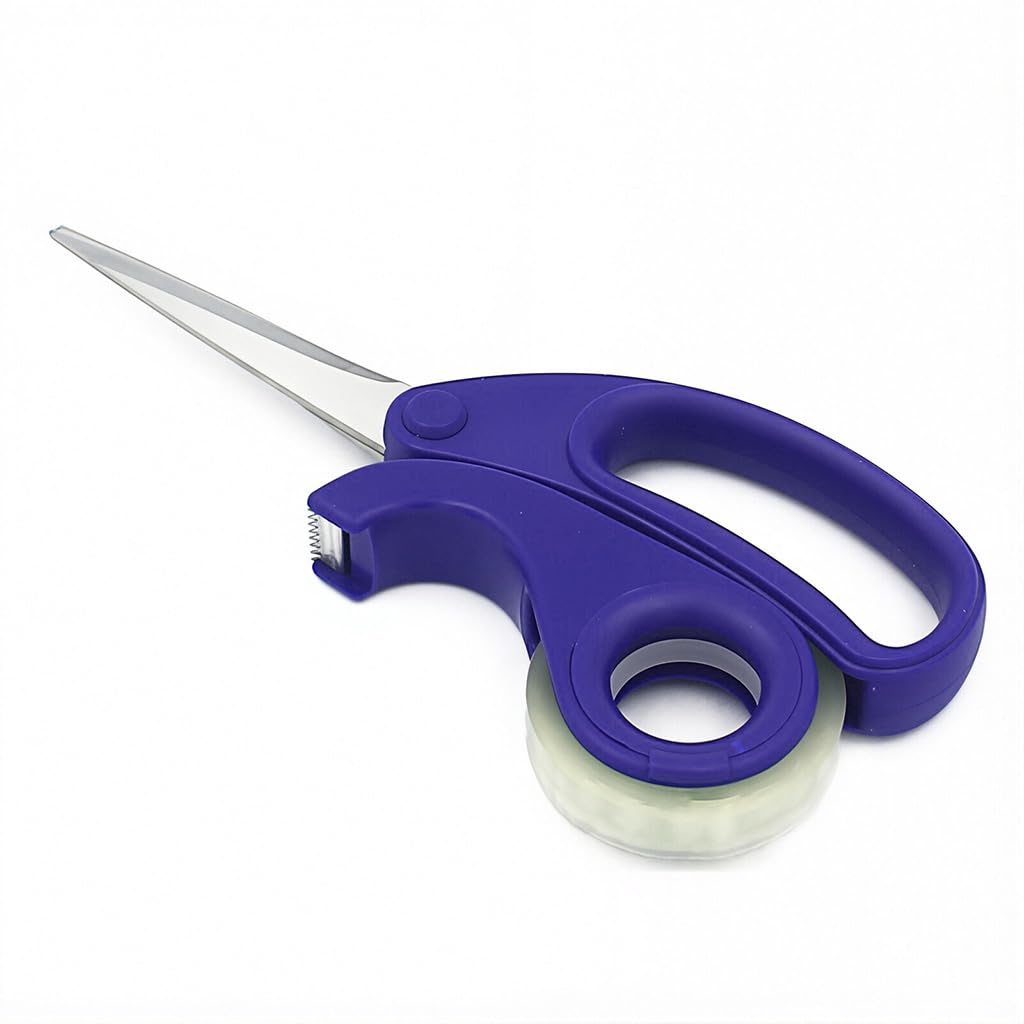 HASTHIP® 2 in 1 Scissors with Tape Roll Holder Dispenser, Office Work Scissors, Crafting Supplies for DIY Journaling, Projects, Home, Office
