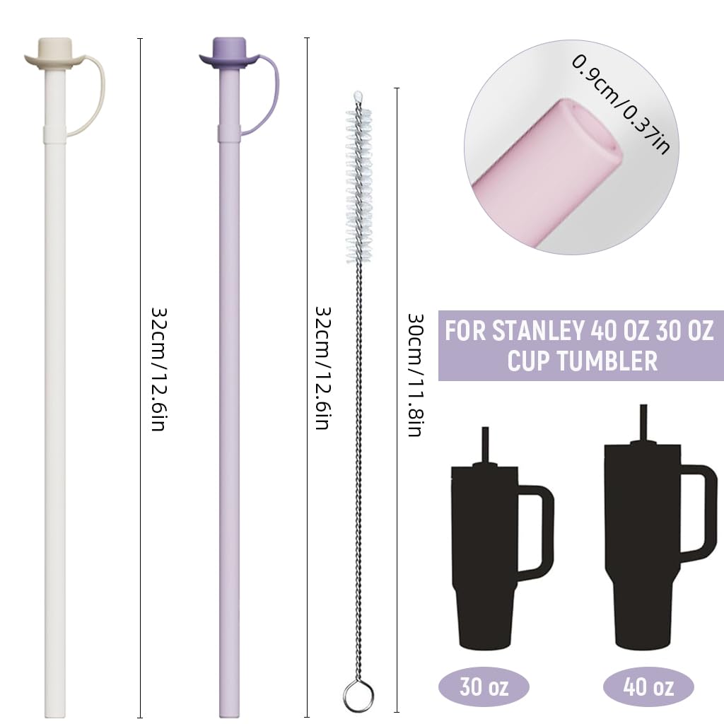 HASTHIP Silicone Straws for Stanley 40 30 oz Cups featuring 12 in length and BPA free caps