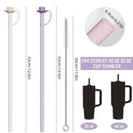 HASTHIP Silicone Straws 2Pcs for Stanley 40 oz Tumblers with Caps and Cleaning Brush | 12 inch Reusable Drinking Straws