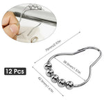 HASTHIP Shower Curtain Hooks for Bathroom Rods featuring Spherical Roller Balls | 24 pcs Stainless Steel 6 x 4cm Silver Rings