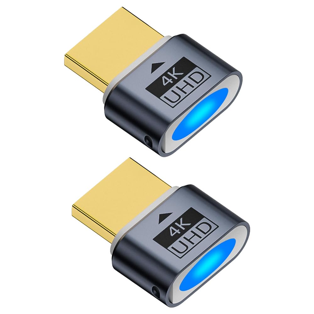 HASTHIP® Adaptador HDMI Dummy Plug 4K Emulador de Pantalla Virtual Headless Soporte 3840x2160@60Hz Plug & Play Compatible con Windows Mac Linux Servidor Remoto Metálico 2 Pack