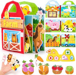 HASTHIP® Busy Board for 1 Year Old, Farm Animals Quiet Busy Book for Toddlers 1-3