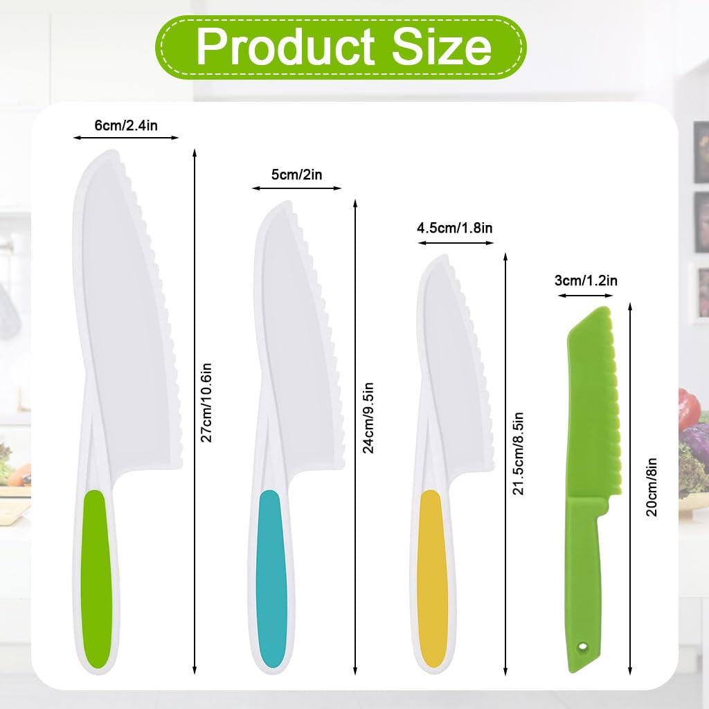 HASTHIP Kids Bread Cutter Set for Montessori Learning with 4 Child Safe Serrated Tools | Food Grade PP