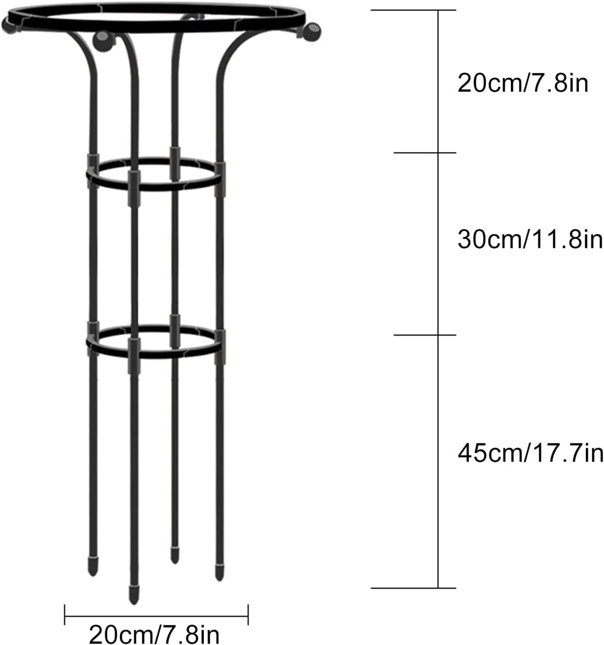 HASTHIP Metal Garden Trellis for Climbing Plants with Hollow Roof Design 90cm | Rust-Proof 3 PCS Set