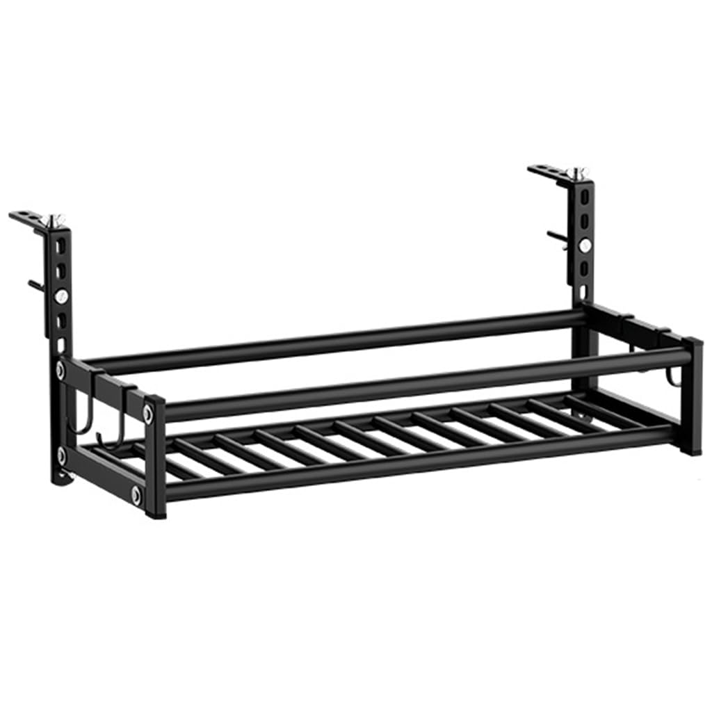 HASTHIP® Stainless Steel Hanging Rack with Hooks Balcony Railing Rack Detachable Screw Mounting 23.6 inches Multipurpose Shelf Rack Shoes Drying Rack for Balcony Metal Railing