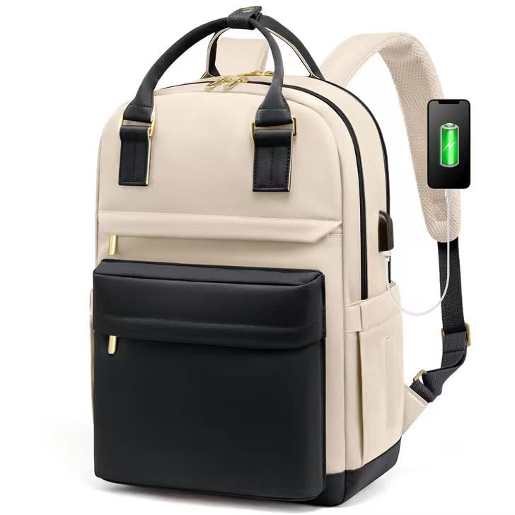 HASTHIP® Mochila para Laptop de 15.6 Pulgadas,Mochila Oxford Impermeable con Puerto USB,de Viaje y Universidad para Hombres y Mujeres Diseño Moderno Color en Contraste