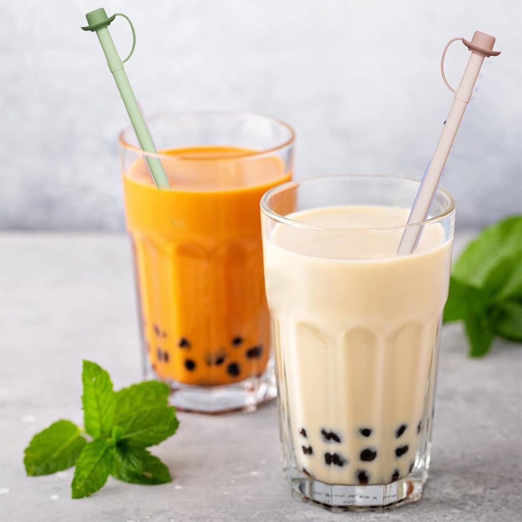 HASTHIP Silicone Straws for Stanley Cup with Caps 12 in Replacement | Food Grade 2 Pcs Set