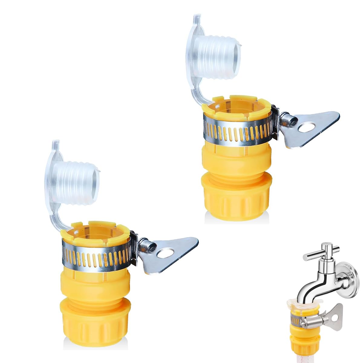 HASTHIP Hose Adapter for Faucet 2pcs for 1/2-inch and 3/8-inch fittings featuring leak-proof seal | Ideal for Garden and Household Use