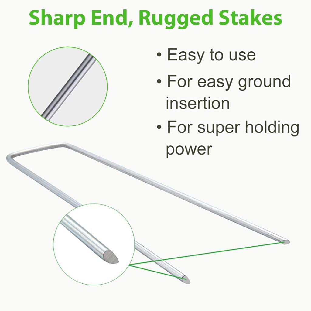 HASTHIP Landscape Staples for Garden and Lawn Use with 50 Pcs 6 in U Shape Steel Pegs
