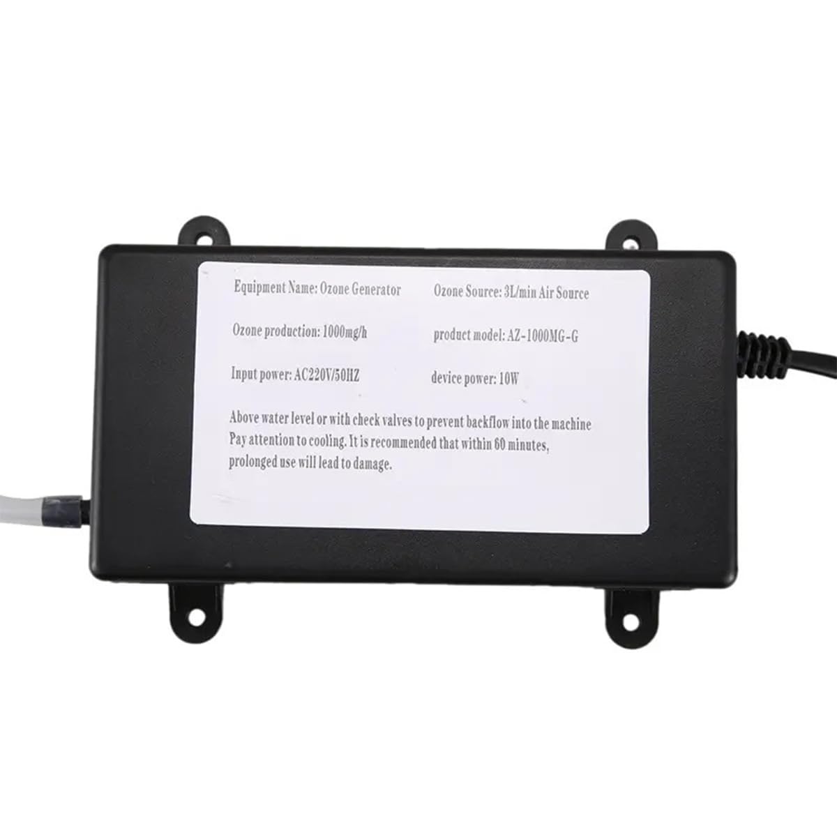 HASTHIP Car Ozone Generator for Vehicle Air Purification with 1000mg/h Output and Air Stone | DC12V Portable Deodorizer