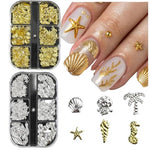 HASTHIP® 2 Cajas Perlas Metálicas Uñas Gemas Charms Decoraciones para Manicura Nail Art Accesorios Brillantes