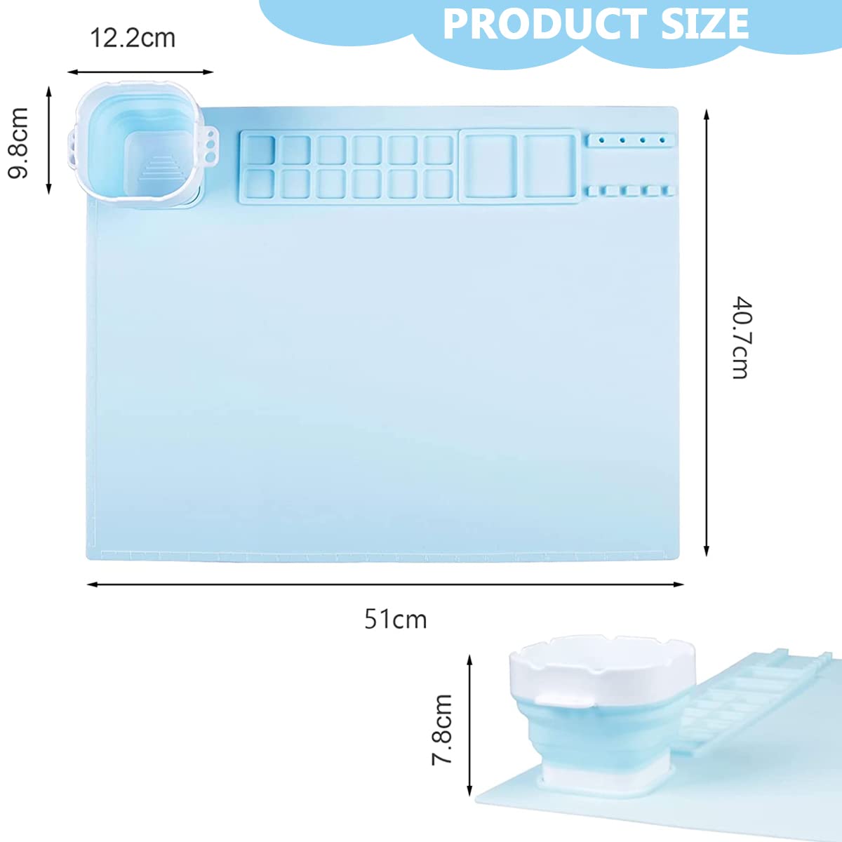 HASTHIP Silicone Craft Mat for Painting and Play Doh | 50×40cm Non-Stick Sheet 3PCS