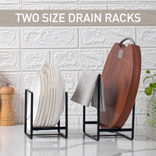 HASTHIP® 2 Pack Plate Stand Kitchen Organizer, Minimalist Dish Rack Countertop, Pot Lid Holder, Utensil Storage Rack, Space-Saving Plate Holder for Kitchen Cabinet and Sink