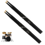 HASTHIP® 2 Pairs 5A Maple Wood Drum Sticks, 16" Percussion Wood Drumsticks Drum Accessories for Adults & Youth, Oval Wood Tip, Perfect for Pros and Beginners - Black