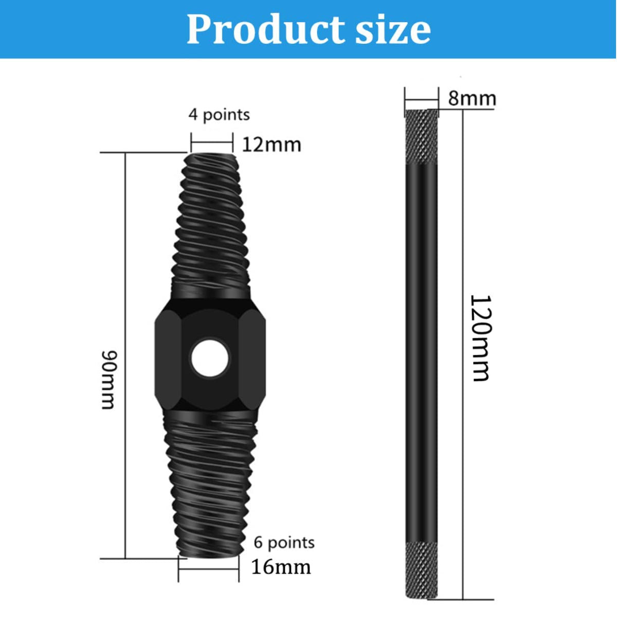 HASTHIP Screw Extractor for 1/2 & 3/4 Inch Pipes featuring Dual Head Design and 12cm Handle | Removes Damaged Bolts