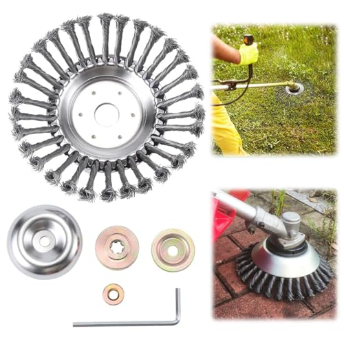 HASTHIP® Weeder Head Grass Trimmer Head Replacement Stainless Steel Multi Prongs Weeder Blade Trimmer Head Universal Grass Trimmer Head, 8 inches Dia